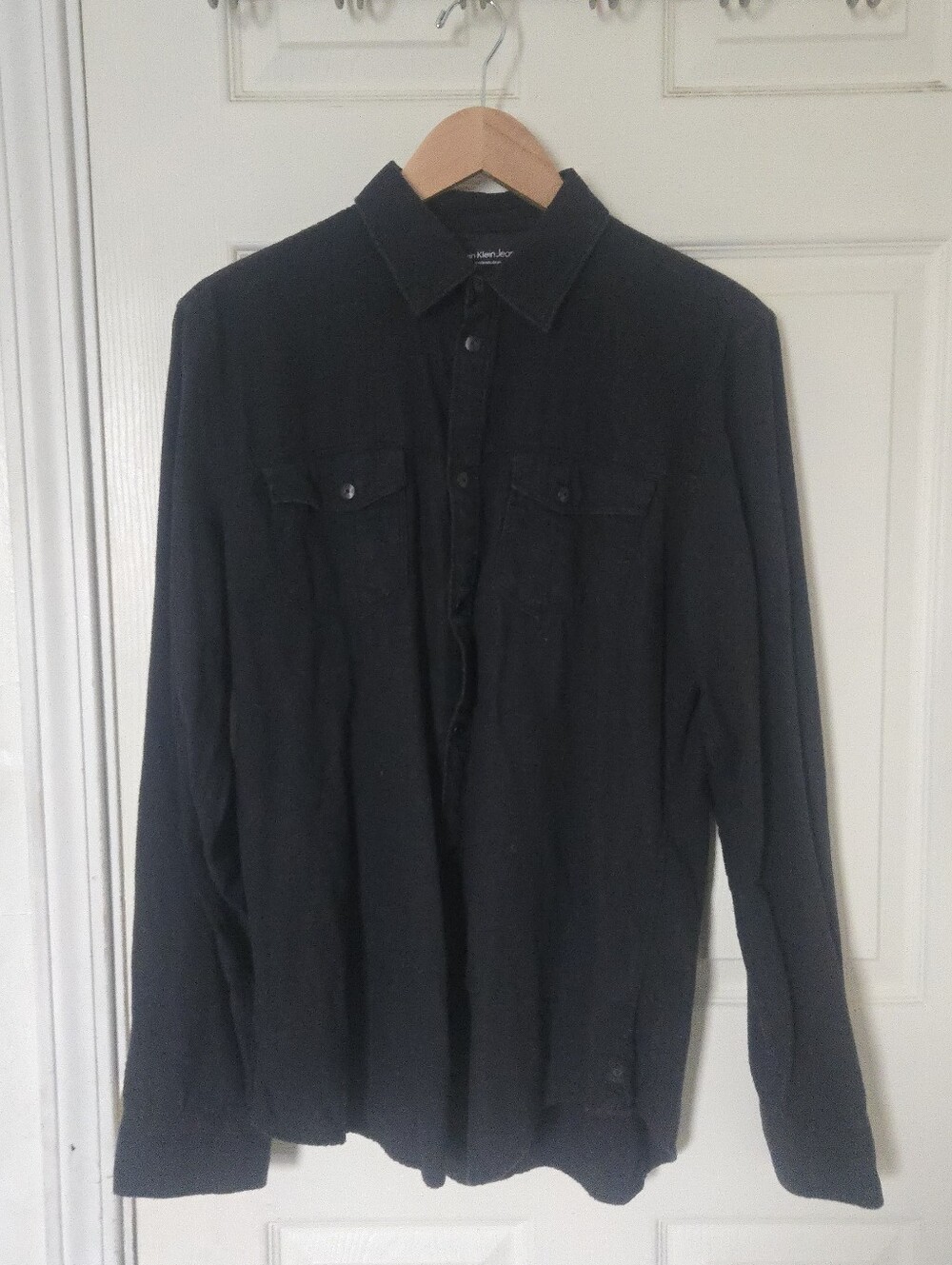 Calvin Klein Jeans Men’s Black Button Up Shirt Medium Minimalist Cotton Blend